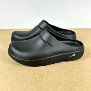 Oofos Oocloog Luze Recovery Mules Womens Size 7 Black Comfort Slip On